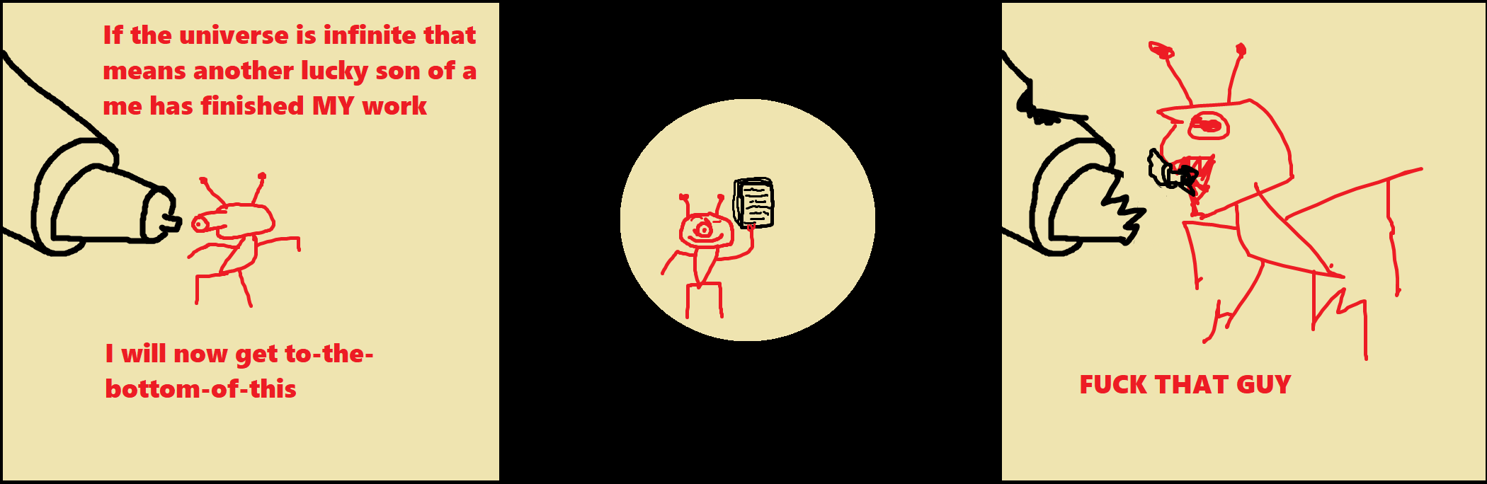 A young man does not like what he sees